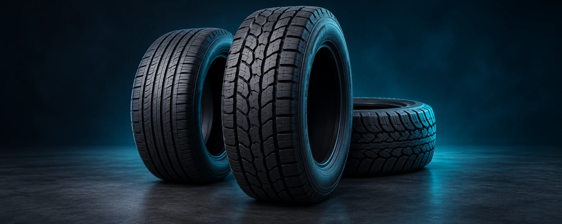 A selection of motor-vehicle tyres